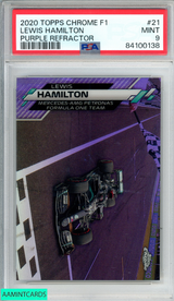 2020 TOPPS CHROME FORMULA 1 LEWIS HAMILTON #21 PURPLE REF 280 OF 399 PSA 9 MINT 84100138
