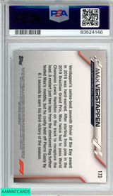 2020 TOPPS CHROME FORMULA 1 MAX VERSTAPPEN #173 70TH ANNIVERSARY GOLD PSA 8 83524146