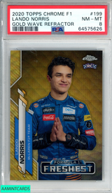 2020 TOPPS CHROME FORMULA 1 LANDO NORRIS #199 GOLD WAVE 35 OF 50 ROOKIE RC PSA 8 64575626