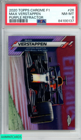 2020 TOPPS CHROME FORMULA 1 MAX VERSTAPPEN #26 PURPLE REFRACTOR 274 OF 399 PSA 8 84100137