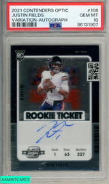 2021 PANINI CONTENDERS OPTIC JUSTIN FIELDS #108 VARIATION-AUTOGRAPH PSA 10 RC 86131907