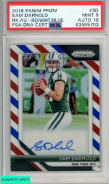 2018 PANINI PRIZM ROOKIE AUTOGRAPHS SAM DARNOLD #SD PSA 9 MINT AUTO 10 RC 63555703