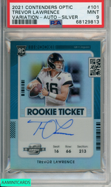 2021 PANINI CONTENDERS OPTIC TREVOR LAWRENCE #101 VARIATION AUTO SILVER PSA 9 RC 68129813