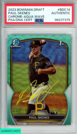 2023 BOWMAN DRAFT CHROME PAUL SKENES #BDC14 AQUA WAVE AUTO OF 125 1ST PSA AUTH 98237375