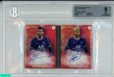 2021-22 TOPPS INCEPTION UCL NEYMAR JR MESSI #7 DUAL AUTO RED 6 OF 10 BGS 9 MINT 0016599846