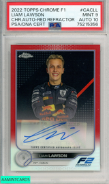 2022 TOPPS CHROME FORMULA 1 AUTOGRAPHS LIAM LAWSON #CACLL RED PSA 9 AUTO 10 75215356
