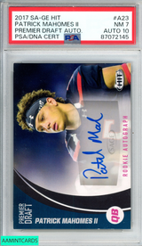 2017 SAGE HIT PREMIER DRAFT AUTOGRAPH PATRICK MAHOMES #A23 ROOKIE RC PSA 7 AU 10 87072145