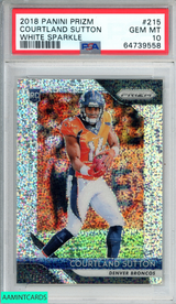 2018 PANINI PRIZM COURTLAND SUTTON #215 WHITE SPARKLE ROOKIE RC PSA 10 GEM MT 64739558