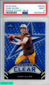 2018 LEAF ROOKIE CLEAR JOSH ALLEN #RC08 BLUE 8 OF 25 RC PSA 9 MINT 68358438