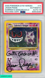 2000 POKEMON GYM HEROES SABRINAS GENGAR #14 HOLO PSA AUTH JASON PAIGE AUTO 10 89553095