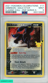 2021 POKEMON CELEBRATIONS CLASSIC COLL UMBREON GOLD STAR #17 POP SERIES 5 PSA 9 69312669