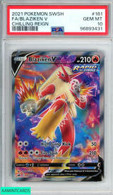2021 POKEMON SWORD AND SHIELD CHILLING REIGN FA BLAZIKEN V #161 PSA 10 GEM MT 96893431