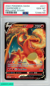 2022 POKEMON SWORD AND SHIELD BRILLIANT STARS CHARIZARD V #017 PSA 10 GEM MT 72986765