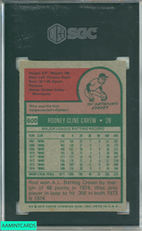 1975 TOPPS ROD CAREW #600 SGC 7 9210890
