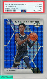2019 PANINI MOSAIC JA MORANT #274 BLUE MOSAIC PSA 10 GEM MT ROOKIE RC 72072717