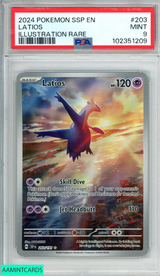 2024 POKEMON SSP EN SURGING SPARKS LATIOS #203 ILLUSTRATION RARE PSA 9 MINT 102351209