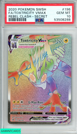 2020 POKEMON SWORD AND SHIELD REBEL CLASH FA TOXTRICITY VMAX #196 SECRET PSA 10 53508288