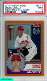 2018 TOPPS CHROME SHOHEI OHTANI #83T-6 1983 TOPPS ORANGE 6 OF 25 ROOKIE RC PSA 9 112986894