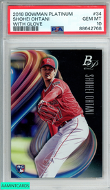 2018 BOWMAN PLATINUM SHOHEI OHTANI #34 WITH GLOVE ROOKIE RC PSA 10 GEM MT 88642768