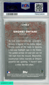 2018 TOPPS LEGENDS IN THE MAKING SHOHEI OHTANI #2 BLUE ROOKIE RC PSA 10 GEM MT 78423404
