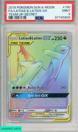 2019 POKEMON SUN MOON TEAM UP FA LATIAS LATIOS GX #190 SECRET PSA 9 MINT 97745609