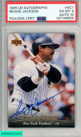 1995 UPPER DECK AUTOGRAPHS REGGIE JACKSON #AC1 PSA 6 EX-MT AUTO 10 107148559