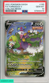 2021 POKEMON SWORD SHIELD CHILLING REIGN FA TORNADUS V #185 PSA 10 GEM MT 97840476
