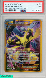 2016 POKEMON XY FATES COLLIDE FA ALAKAZAM EX #125 FATES COLLIDE-SECRET PSA 7 NM 97745659