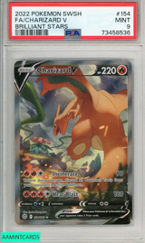 2022 POKEMON SWORD SHIELD BRILLIANT STARS FA CHARIZARD V #154 PSA 9 MINT 73458536