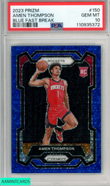 2023 PANINI PRIZM AMEN THOMPSON #150 BLUE FAST BREAK PSA 10 GEM MT RC 110935372