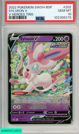 2022 POKEMON SWSH BLACK STAR PROMO SYLVEON V #202 V HEROES TINS PSA 10 GEM MT 102306276