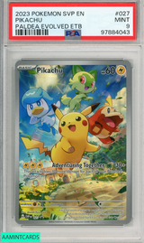 2023 POKEMON SVP EN-SV BLACK STAR PROMO PIKACHU #027 PALDEA EVOLVED ETB PSA 9 97884043