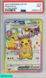 2024 POKEMON SSP EN-SURGING SPARKS PIKACHU EX #219 ULTRA RARE PSA 9 MINT 102637316