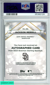 2023 BOWMAN STERLING JACKSON MERRILL#PAJML PROSPECT AUTOGRAPHS PSA 10 GEM MT 95360126