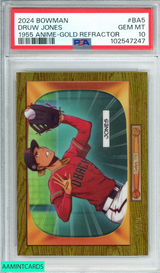 2024 BOWMAN DRUW JONES #BA5 1955 ANIME-GOLD REF 13 OF 50 PSA 10 GEM MT 102547247