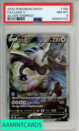 2022 POKEMON SWORD  SHIELD SILVER TEMPEST FA LUGIA V #186 PSA 8 NM-MT 100509782