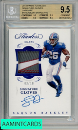 2018 PANNI FLAWLESS SIGNATURE GL SAPPH SAQUON BARKLEY #19 BGS 9.5 3 OF 10 0011381212
