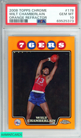 2008 TOPPS CHROME WILT CHAMBERLAIN #178 ORANGE REF 388 OF 499 PSA 10 GEM MT 69525373