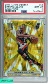 2015 PANINI SPECTRA DAMIAN LILLARD #51 GOLD PRIZM  OF 10 PSA 10 GEM MT 64978666