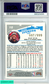2005 TOPPS CHROME ALLEN IVERSON #18 REFRACTOR  997 OF 999 PSA 9 MINT 88029055