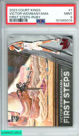 2023 PANINI COURT KINGS VICTOR WEMBANYAMA#1 1ST STEPS-RUBY  96 OF 149 RC PSA 9 101965019