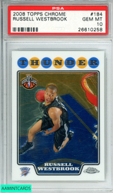 2008 TOPPS CHROME RUSSELL WESTBROOK #184 ROOKIE PSA 10 GEM MT 26610258