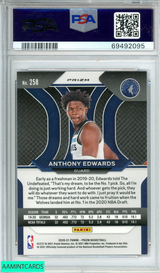 2020 PANINI PRIZM ANTHONY EDWARDS #258 RED WHITE BLUE PRIZM RC PSA 10 GEM MT 69492095