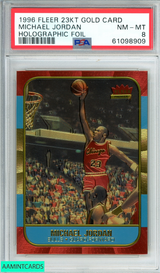 1996 FLEER 23KT GOLD MICHAEL JORDAN # HOLOGRAPHIC FOIL PSA 8 NM-MT 61098909