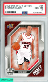 2009 UPPER DECK DRAFT EDITION STEPHEN CURRY #34 ROOKIE RC PSA 10 GEM MT 43597900