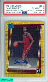 2021 DONRUSS EVAN MOBLEY #225 SIG-GOLD CHOICE RC 2 OF 10 PSA 10 AUTO 9 66474615