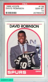 1989 HOOPS DAVID ROBINSON #138 SAN ANTONIO SPURS RC PSA 10 GEM MT 20785372