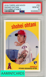 2018 TOPPS ARCHIVES SHOHEI OHTANI #50 PITCHING STANCE PSA 10 RC 93468823
