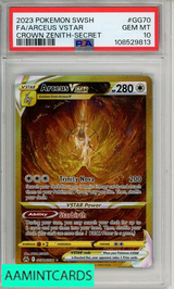 2023 POKEMON SWSH CROWN ZENITH FA ARCEUS VSTAR #GG70 SECRET PSA 10 108529813