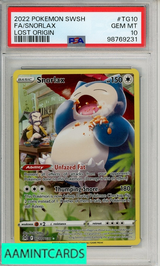 2022 POKEMON SWORD SHIELD LOST ORIGIN FA SNORLAX #TG10 PSA 10 98769231